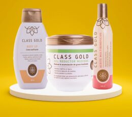KIT ACEITE MULTIBENEFICOS 300 ML, GEL REDUCTOR, BODY UP DE CLASS GOLD