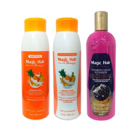 shampoo + acondicionador anticaida + tratamiento nocturno